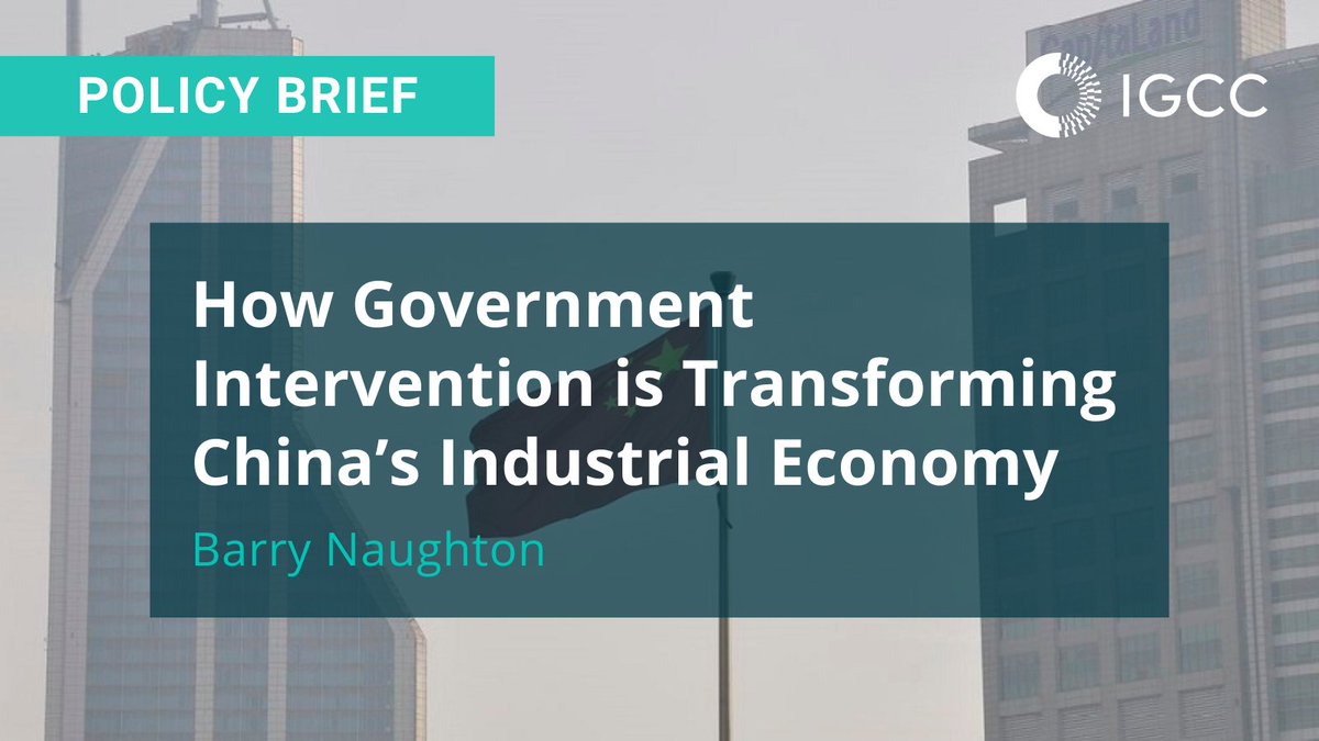 Read the latest policy brief from @bnaughton for #IGCC and @merics_eu to learn how China's more state-centered approach to techno-industrial policy is reshaping the relationship between government and enterprise: ucigcc.org/publication/ho…