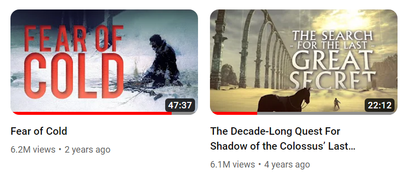 yacobg42's tweet photo. Not sure exactly when it happened, but Fear of Cold surpassed my Colossus video to become the most viewed on my channel! I love both, but when the Colossus one took off I assumed I would never make anything that was viewed as many times- nice to be proven wrong. https://t.co/KpPmyoFLlb