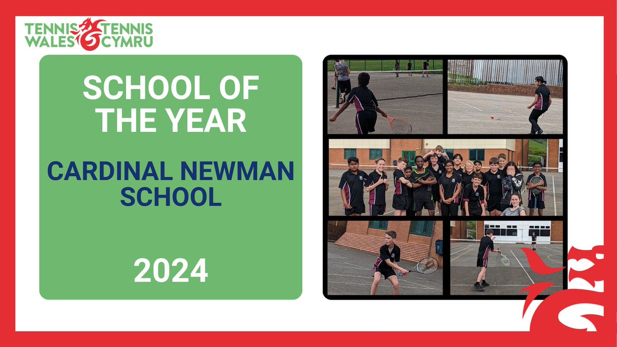 tenniswales's tweet photo. Llongyfarchiadau to Ysgol Gatholig Cardinal Newman of Pontyridd which has been named School of the Year at the @tenniswales awards. #TWAwards24 @sportwales @WelshSportAssoc @walesonline https://t.co/Nj2qeKTH0Q