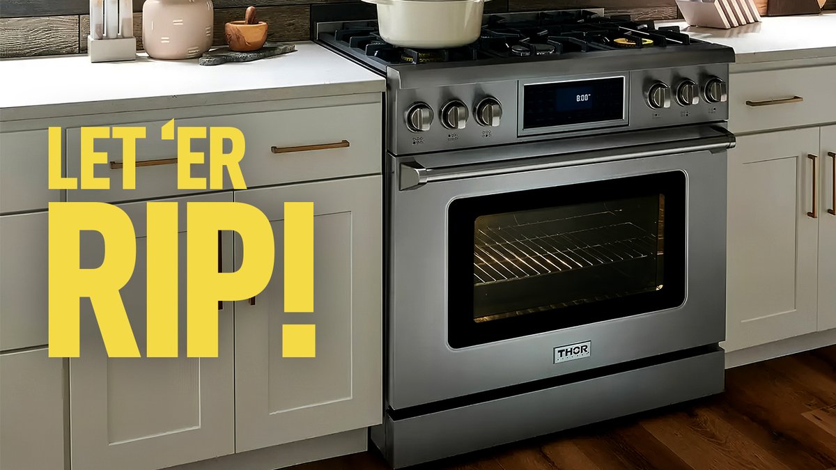 36 inches 📏 of sleek #stainlesssteel. A #touch panel tilt-out #display that stands at attention. 6 high-powered 🔥 BTU burners. With the ⚡ THOR 36 Inch Tilt Panel Professional Gas Range, you'll be ready for some serious #gas! bit.ly/3Ovm8S2  #COOKLIKEAGOD #gasrange