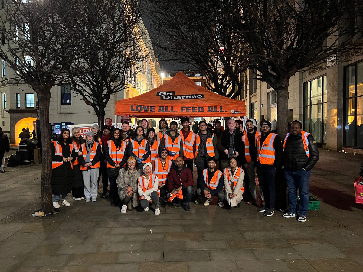 GoDharmic's tweet photo. Another incredible turn out at our London food distribution this week with some special cakes donated by our volunteer Neel who fundraised to share his birthday with our beneficiaries🧡 #godharmic #londonhomeless #feedthepoor #loveall #feedall #serveall #londoncharity https://t.co/ZJL8aCtTt3