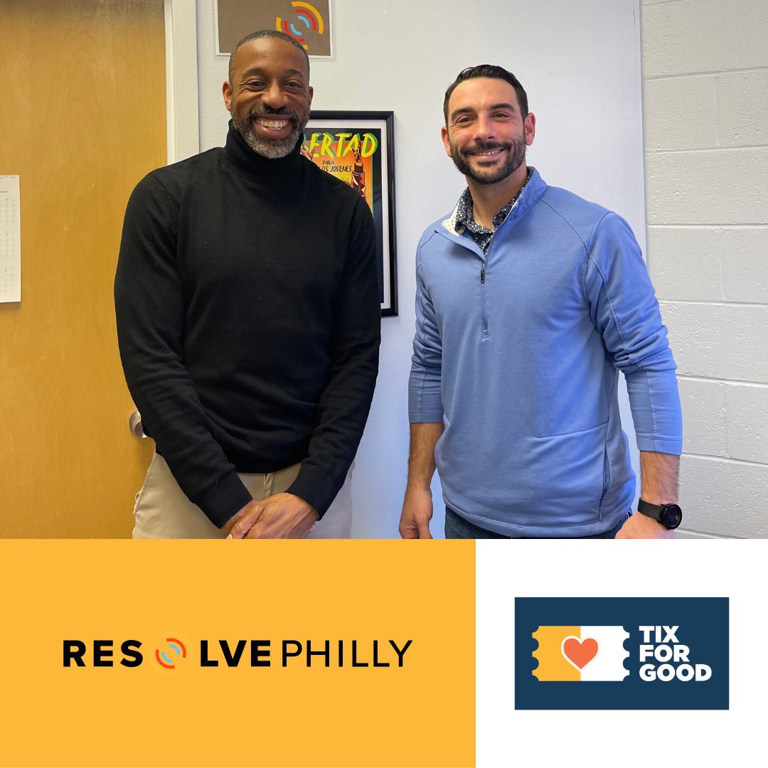 Thrilled to share our new partnership with <a href="/resolvephilly/">Resolve Philly</a>! Grateful to <a href="/lwhack/">H. Lee Whack Jr.</a> for a fantastic meeting. 

If your organization would like to learn more about what we do, check out TixForGood.org!