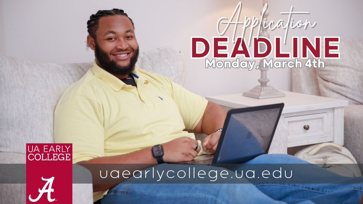 Applications for UAEC will close on March 4th. This is your last chance to complete UAEC200 before the summer term! Don't miss this opportunity! Check out our website for more information- uaearlycollege.ua.edu