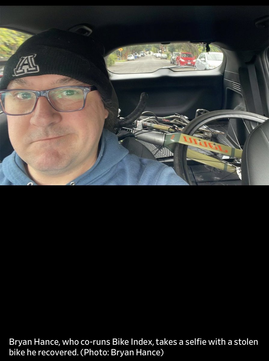 ericwein's tweet photo. .@uarizona Look at this good looking hat worn by Bryan Hance of @BikeIndex in a @WSJ photo today. The article is about people who recover stolen bikes https://t.co/4CT8zdQLtI