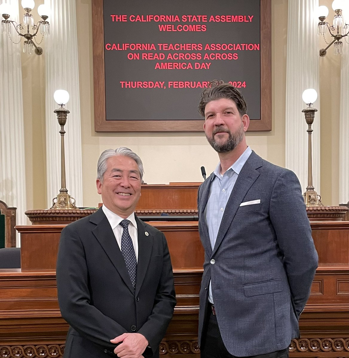 California Legislature recognized March 2 as Read Across America Day with @WeAreCTA president David Goldberg. Promoting the love of reading!