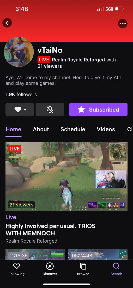 Go check him out on #Twitch he’s playing some #realmroyalereforged show some love  twitch.tv/vtaino