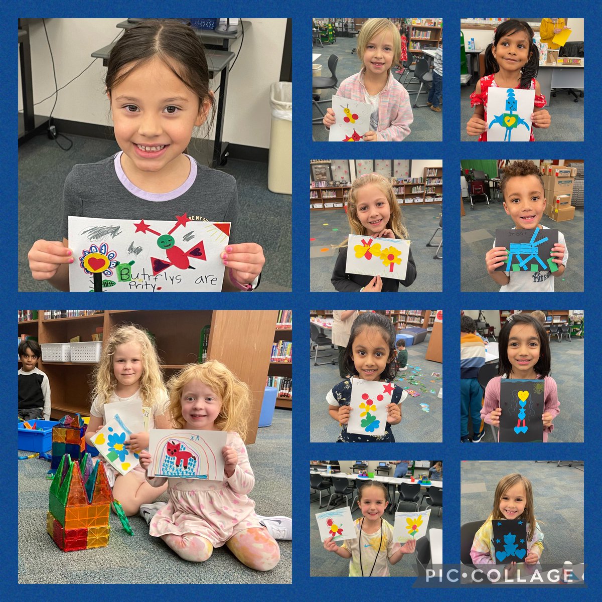 More kindergarten awesomeness! Creating pictures like the author they’ve been reading & studying about in class — Lois Ehlert. ⁦@LightFarmsElem⁩ ⁦@PISD_Libraries⁩