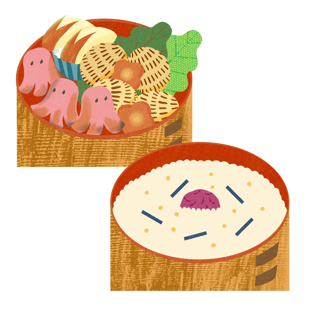 YokoBaumberger's tweet photo. Today’s illustration : Wappa Bento Box! 🍱✨ Each compartment tells a delicious tale ��� from flower shaped carrots to smiling octopus sausages. Unbox happiness and savor every bite! 🌈 #foodillustration #bentobox #japanesefood #editorialillustration #foodillustrator #kawaiifood https://t.co/MLlD3ogs6b