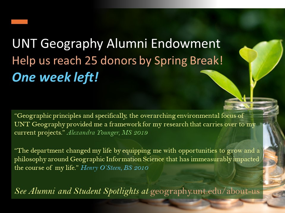 untgeography's tweet photo. We are nearing the end of our campaign; to donate, click here: https://t.co/RjiOVCObMo https://t.co/OJAp0Vwlkt