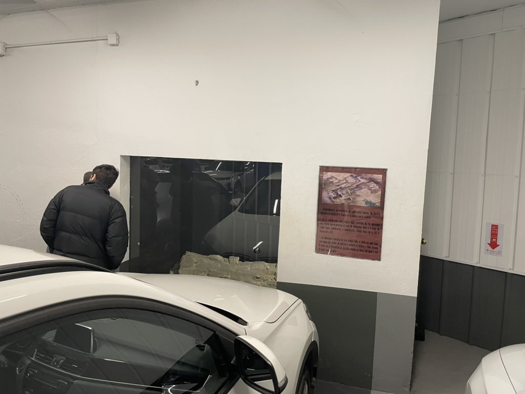 AdneSadeh's tweet photo. On a tour of the Jewish Quarter of Seville, learned that Seville uncovered a the oldest Jewish cemetery in the area, stashed the bones somewhere and created a memorial in parking spot #63 of the parking garage built on the site #thanksspain #feelseen https://t.co/69AtvENwpM