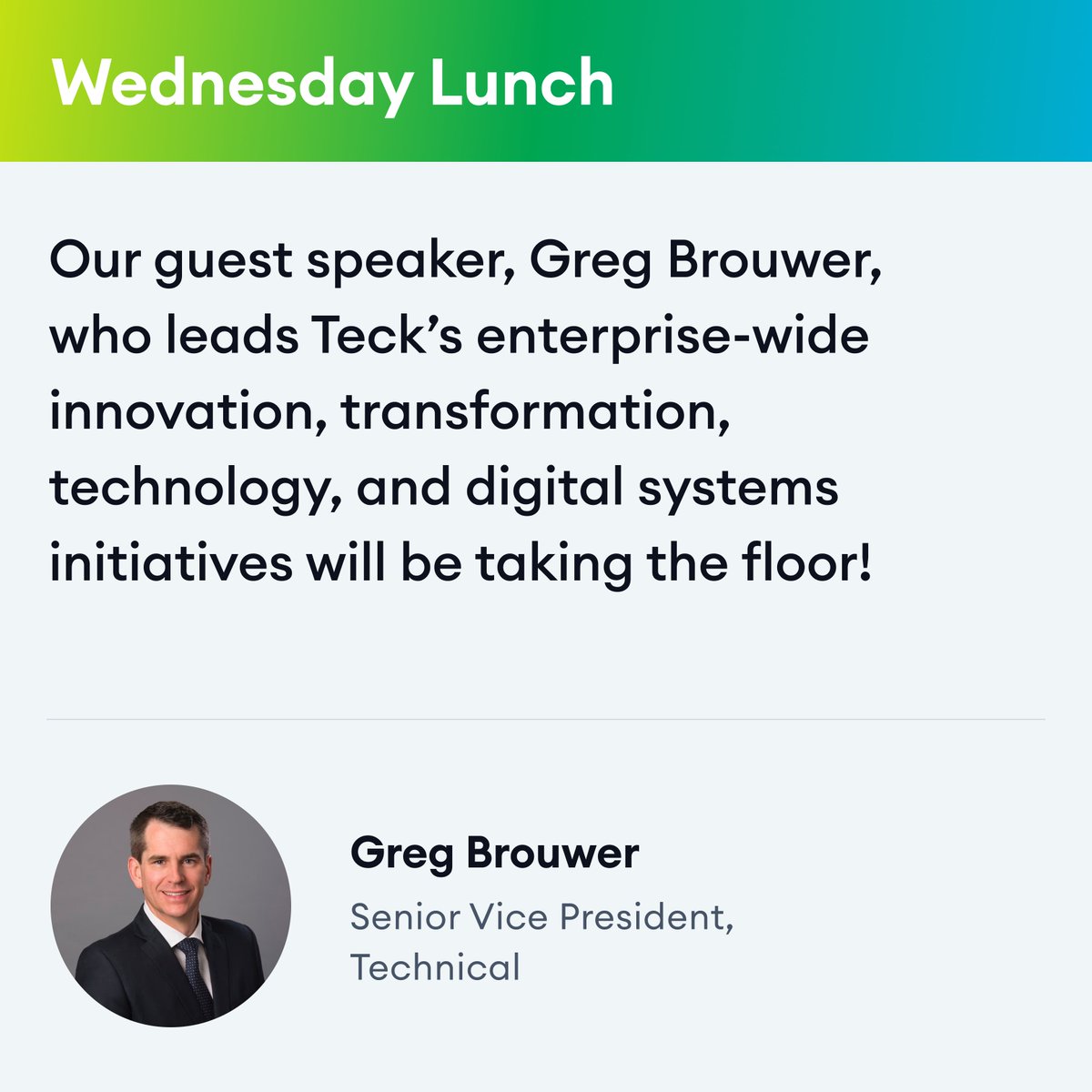 CIM_ICM's tweet image. Lunch plans for May 15th - confirmed ✅

Greg Brouwer joined Teck Resources Limited in 1998 as Mine Engineer and is now Senior Vice President, Technology and Innovation.

convention.cim.org/wednesday-lunc…

#CIMconnect #TeckResoucesLimited #LunchTimeTalks