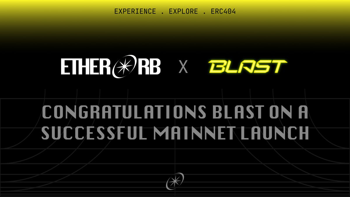 etherorbxyz's tweet photo. Congratulations @Blast_L2 on a successful mainnet launch!

To celebrate this milestone, we're giving away 10x FREE mint spots.

To be considered

✅Like &amp; RT
✅Follow us
✅Drop your eth address below 👇 https://t.co/M2zd1V6Ed4