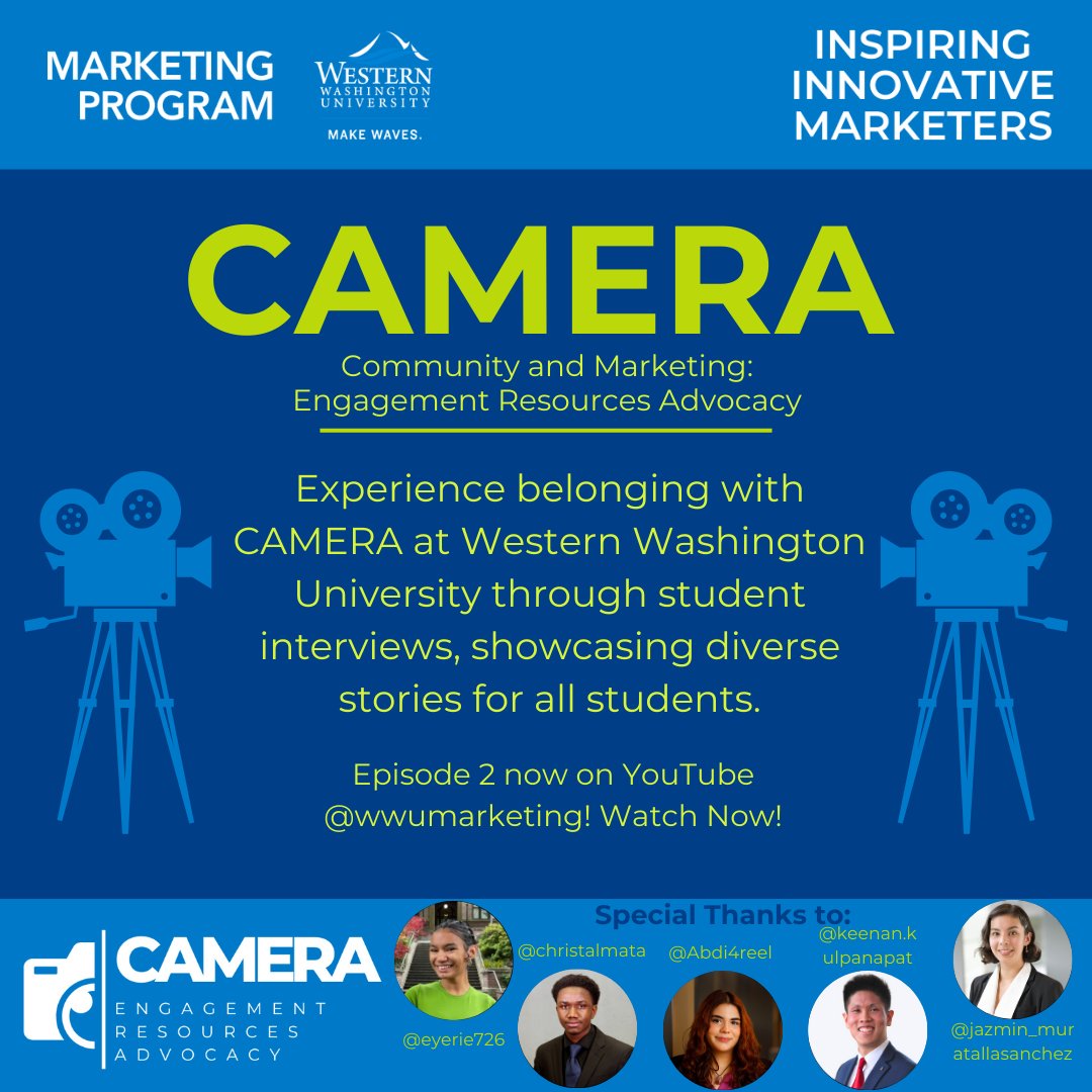 The second iteration of CAMERA is now on YouTube! Special thanks to Irie Mock, Christal Mata Olivera, Abdi Sidali, Keenan Kulpanapat, and Jazmin Muratalla-Sanchez for the thoughtful insight into the issues covered in this weeks episode. #wwu #wwumarketing #CAMERA