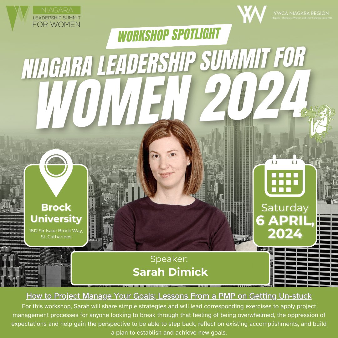 NiagaraLSW's tweet image. Feeling stuck? Stretched too thin? Overwhelmed by demands and expectations? Sarah’s workshop is here to guide you in setting realistic plans in motion.

🌟 Join us for a transformative session with Sarah Dimick on April 6th at 2:20 PM! 🌟

Tickets: ywcaniagararegion.ca/nlsw