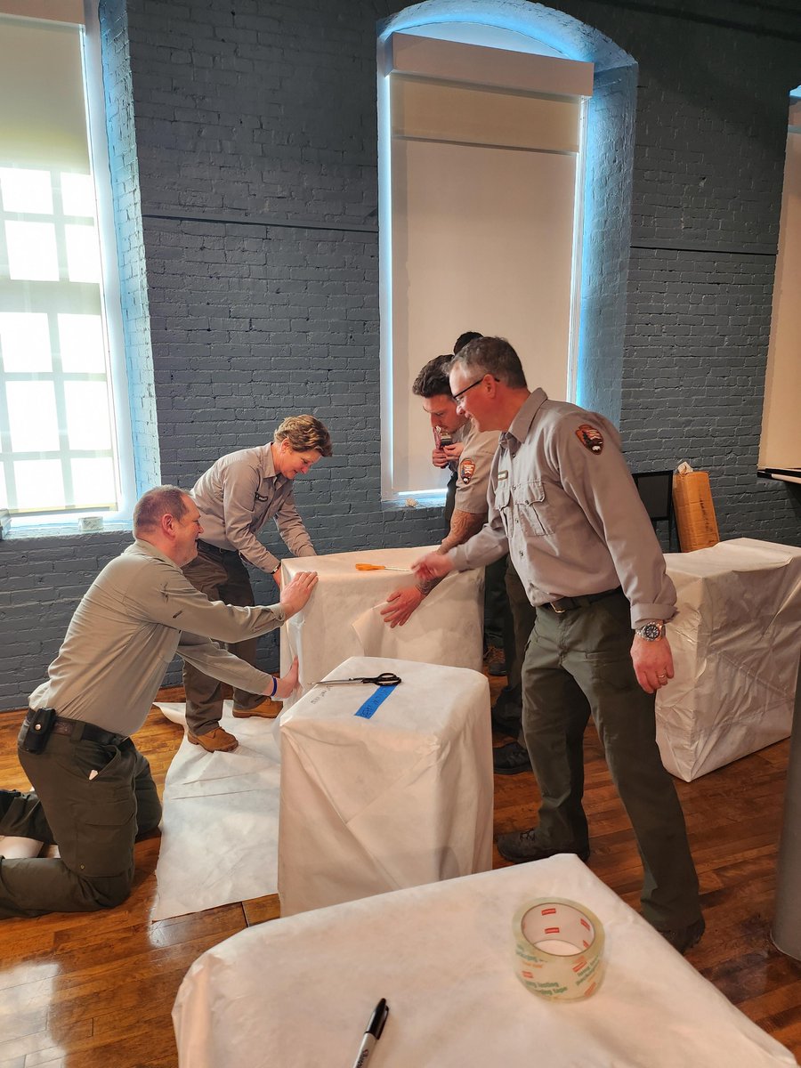 Shoutout to the workers from the custodial, trolly, and maintenance teams for working together to help the cultural resource team with wrapping and moving exhibit display cases from the museum gallery into storage.

#LowellNPS #LikeLowell #YourParkStory #BehindTheScenes
