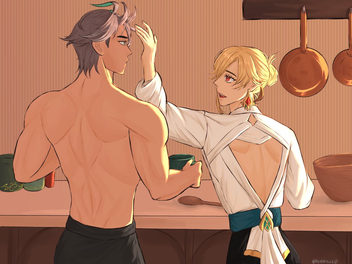 "Come here, your hair is all messy" 

🌱🏛
#haikaveh #アルカヴェ #GenshinImpact