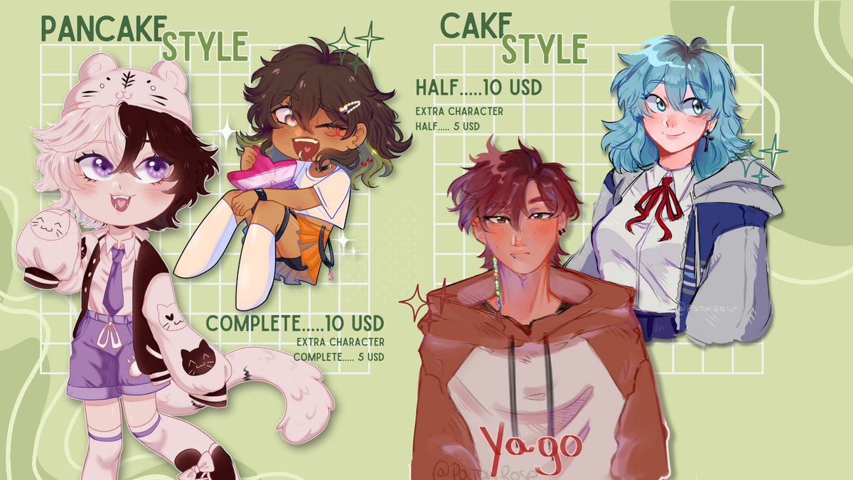 PatohRose's tweet photo. ☼︎  𐌔̤ #commissionsopen ...🍀
 #comisionesArgentina
Favs and RT are apreciated~

— 10 SLOTS
— On Offer!
— Terms and Conditions ⬇️ https://t.co/p8rtmsP61L