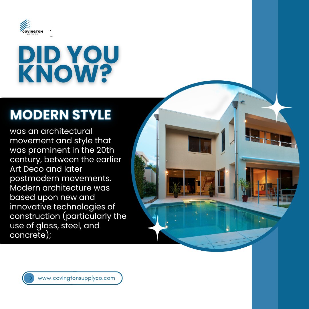 _CovingtonCo's tweet image. Did You Know Modern homes prioritize clean lines and open spaces?
Embrace the simplicity of modern living!

Intrigued by modern elegance? What sleek design element catches your eye?
#ModernHomes #ContemporaryLiving #covingtonsupplyco #SleekDesign