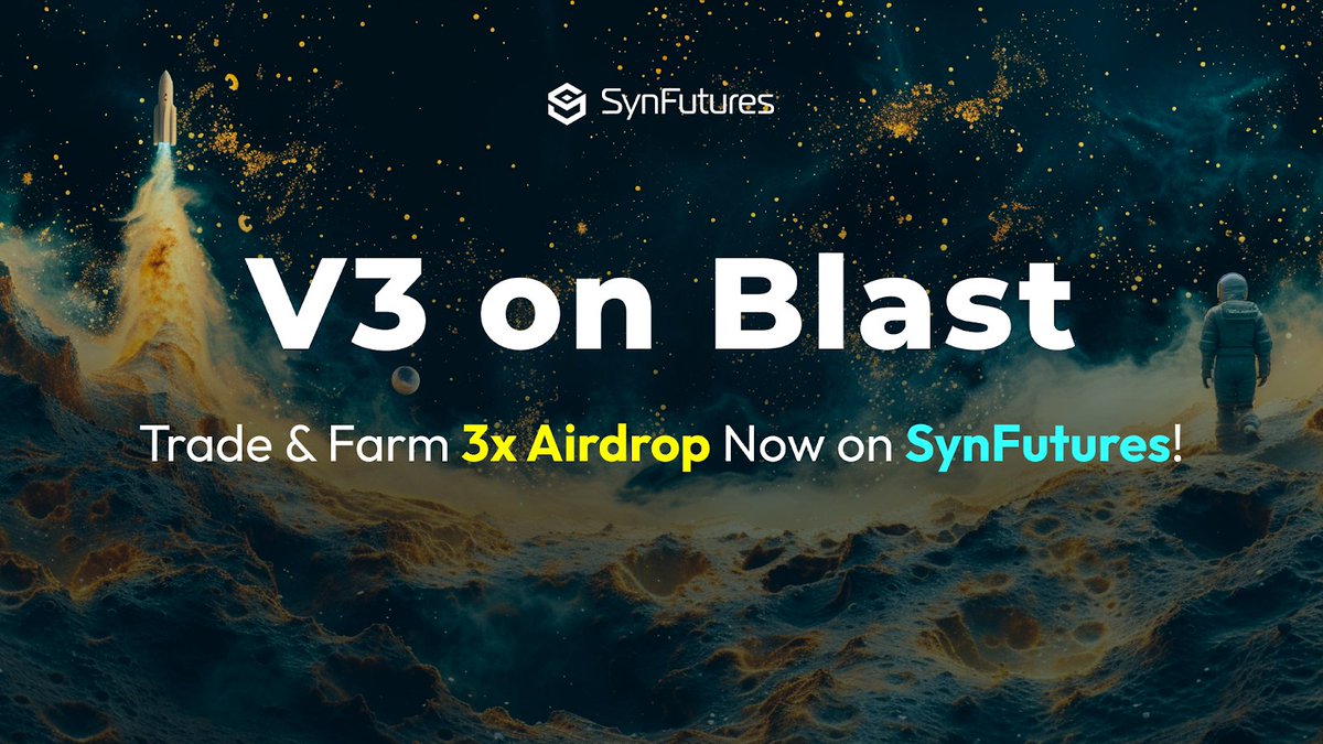 📢#SynFuturesV3 is the first perps DEX to go live on @Blast_L2 mainnet! 🎉

Users can trade to earn TRIPLE rewards: Blast points, Blast Gold &amp; O_O points, our new points program for V3 🏆

Wen token? More info 👉 bit.ly/3IkBHIC  

Trade on V3 👉 bit.ly/3wL6E68