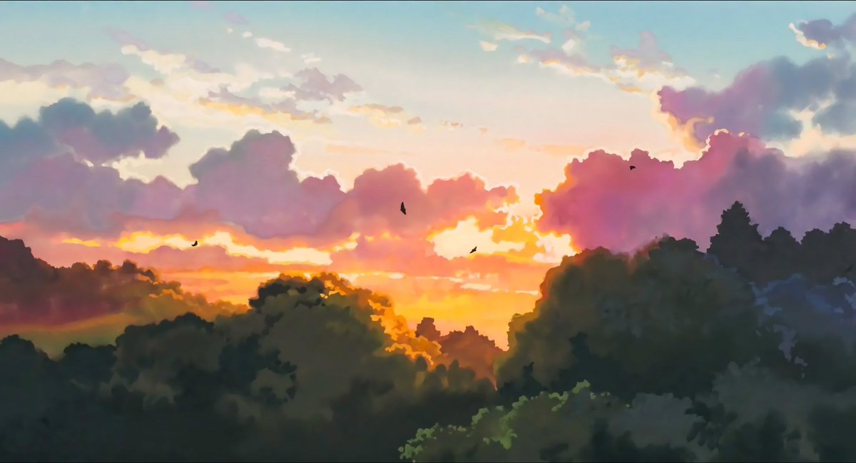 anime_'s tweet image. Sunset in Ghibli