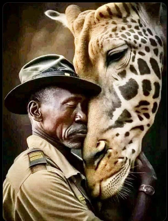 For all you tossers who harm innocent animals out there look at the love between this man and this Giraffe this is what the world needs more kindness