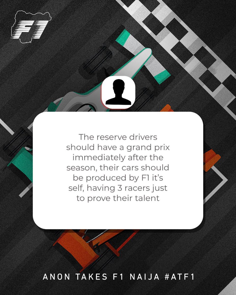 f1_naija's tweet photo. Click the link to share your thoughts now. 🏎️🏁
https://t.co/ozETKLGvNt
#ATF1 https://t.co/4rNCS03LoW