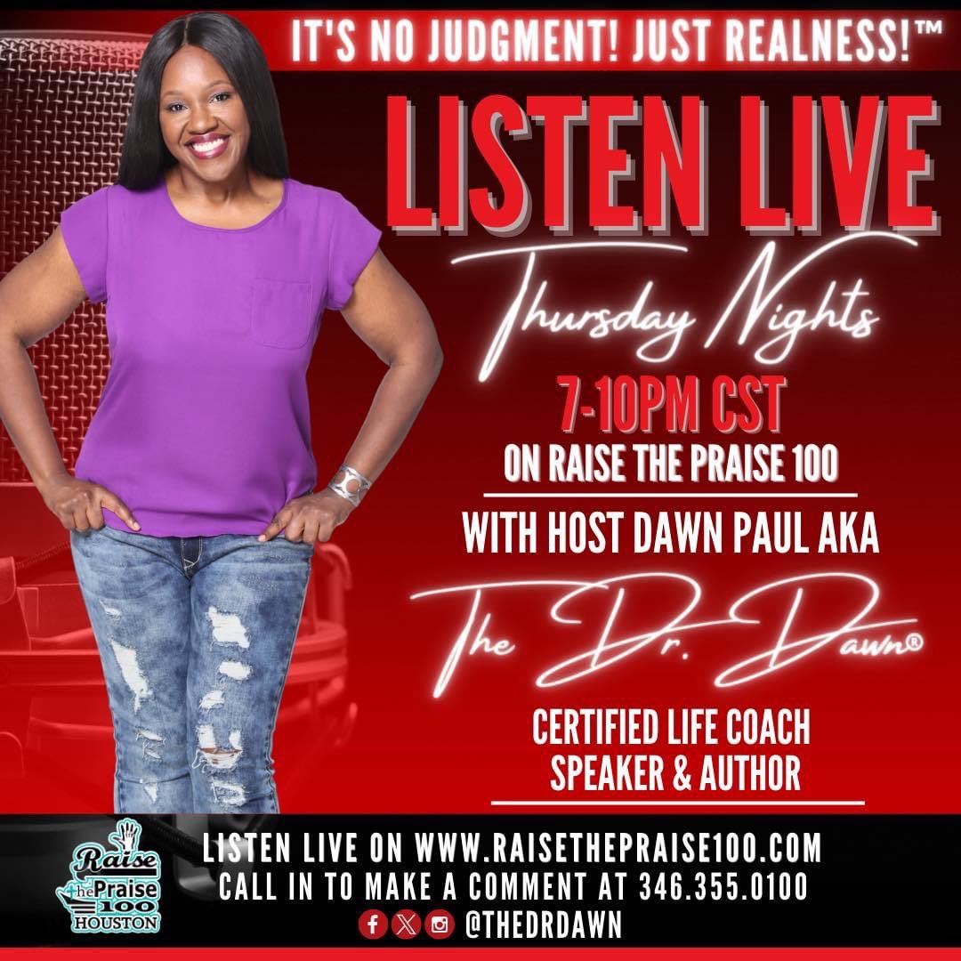 TheDrDawn's tweet photo. ๐๐ฅ Tune in TONIGHT from 7-10PM CST on @Rtp100H!
โ
๐ง Listen LIVE at https://t.co/CjCGtr6JGy or download the Raise The Praise 100 app to listen!
โค๏ธ๐๐พ Much love! Stay blessed!
#TheDrDawn #CertifiedLifeCoach #TheCommunicationCoach #Speaker #Author #RaiseThePraise100 #Radio https://t.co/exQntxuq4p