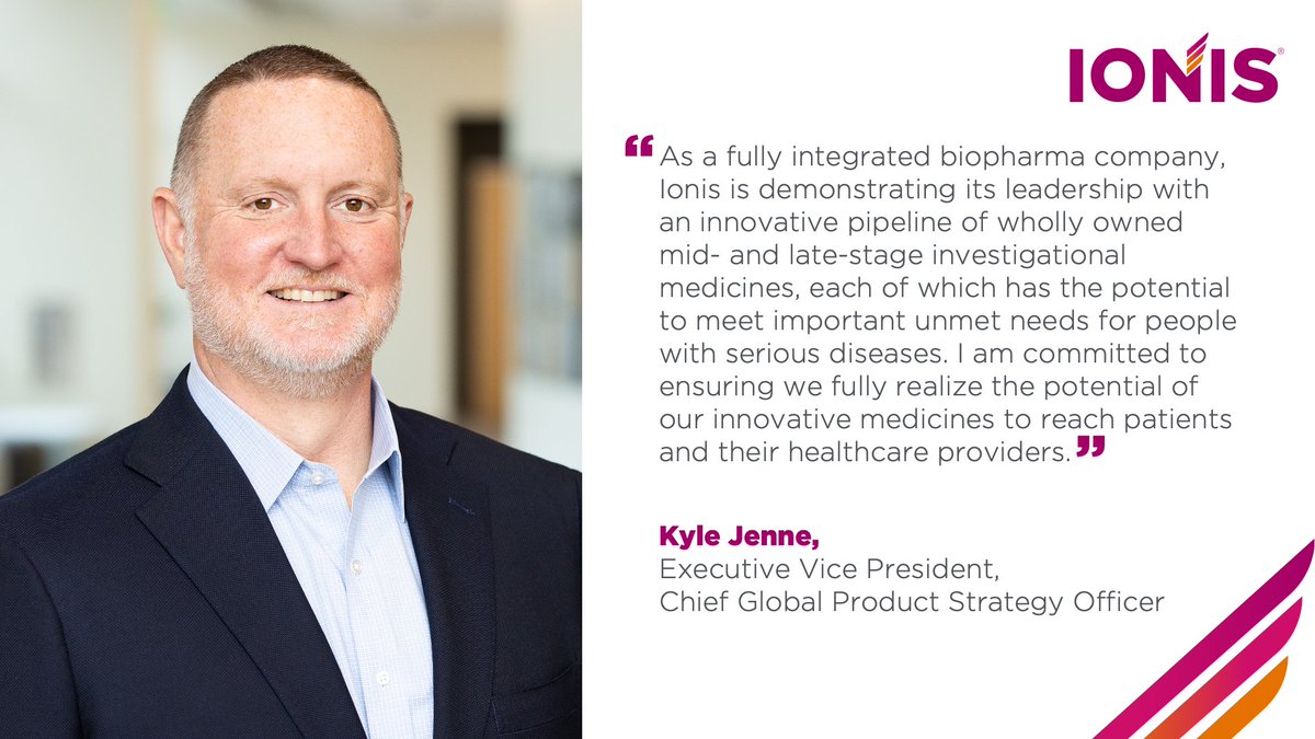 We are excited to welcome back Kyle Jenne to our executive leadership team in the role of chief global product strategy officer, further strengthening our commercial prowess as a fully integrated biotech company. Learn more: ir.ionispharma.com/news-releases/…