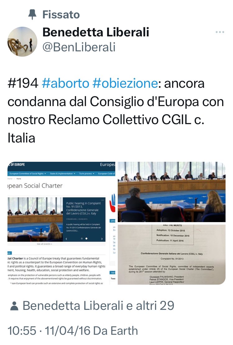 BenLiberali's tweet photo. #aborto #salute #diritti #obiezione #coscienza #legge194 #ru486
11 aprile 2016 decisione su violazione diritti donne ComitatoEuropeoDirittiSociali c. Italia
@PiazzapulitaLA7 @corradoformigli @GiannattasioLi
@cgilnazionale  @MilanoCgil @LoredanaTaddei @ippfen @SusannaCamusso https://t.co/8c4Zwxl1je