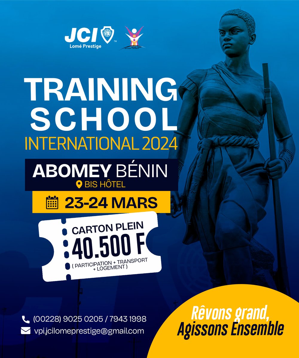 La JCI Lomé Prestige à Abomey au Bénin les 23&amp;24 mars pour un weekend de formation, de moments de convivialité avec son organisation jumelle la JCI Cotonou Soleil.
Rejoignez-nous!!