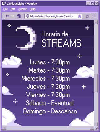 LicMoonLight's tweet image. Ahi dejo mi horario de streams pa los que no sepan! 👁️👄👁️