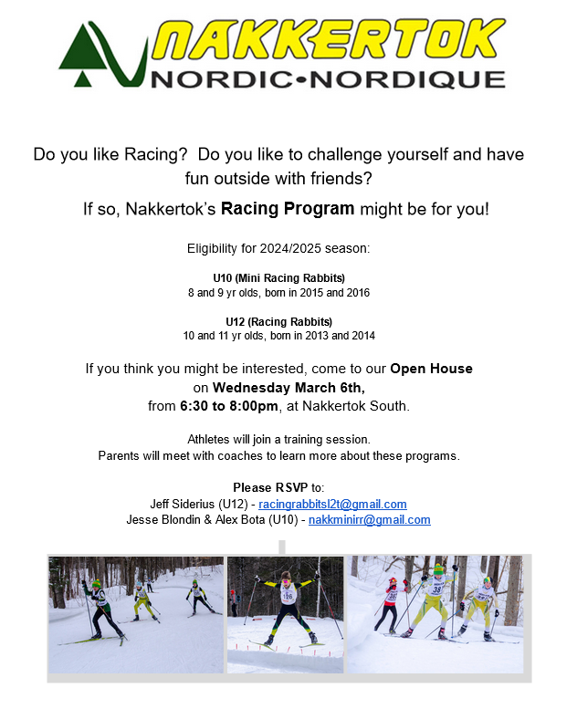 Open House for <a href="/NakkertokNordic/">Nakkertok Nordic</a>  U10, U12, racing programs. Wed. March 6th.