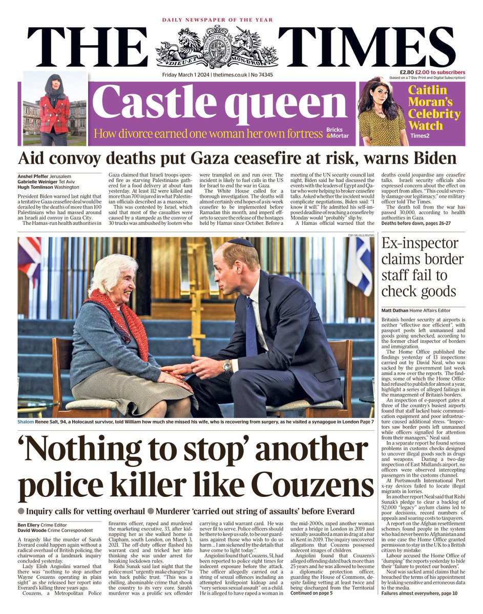 The Times: ‘Nothing to stop’ another police killer like Couzens #TomorrowsPapersToday