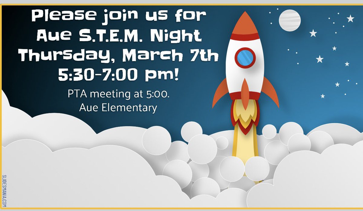 Aue Elementary (@nisdaue) on Twitter photo Aue Families!!! Next Thursday is our STEM Night. Join us for our PTA meeting at 5:00 PM followed at 5:30 PM with a fun filled and engaging evening around Science and Technology! Canโt wait to see you!๐๐<a href="/SilberschlagU/">Ursula Silberschlag</a> <a href="/KimberlyTwedt/">Kimberly Twedt</a> <a href="/auegardens/">auegardens</a> @MrHsSTEMlab <a href="/SandiBonnett/">Sandra Bonnett</a> Aue Families!!! Next Thursday is our STEM Night. Join us for our PTA meeting at 5:00 PM followed at 5:30 PM with a fun filled and engaging evening around Science and Technology! Canโt wait to see you!๐๐<a href="/SilberschlagU/">Ursula Silberschlag</a> <a href="/KimberlyTwedt/">Kimberly Twedt</a> <a href="/auegardens/">auegardens</a> @MrHsSTEMlab <a href="/SandiBonnett/">Sandra Bonnett</a>
