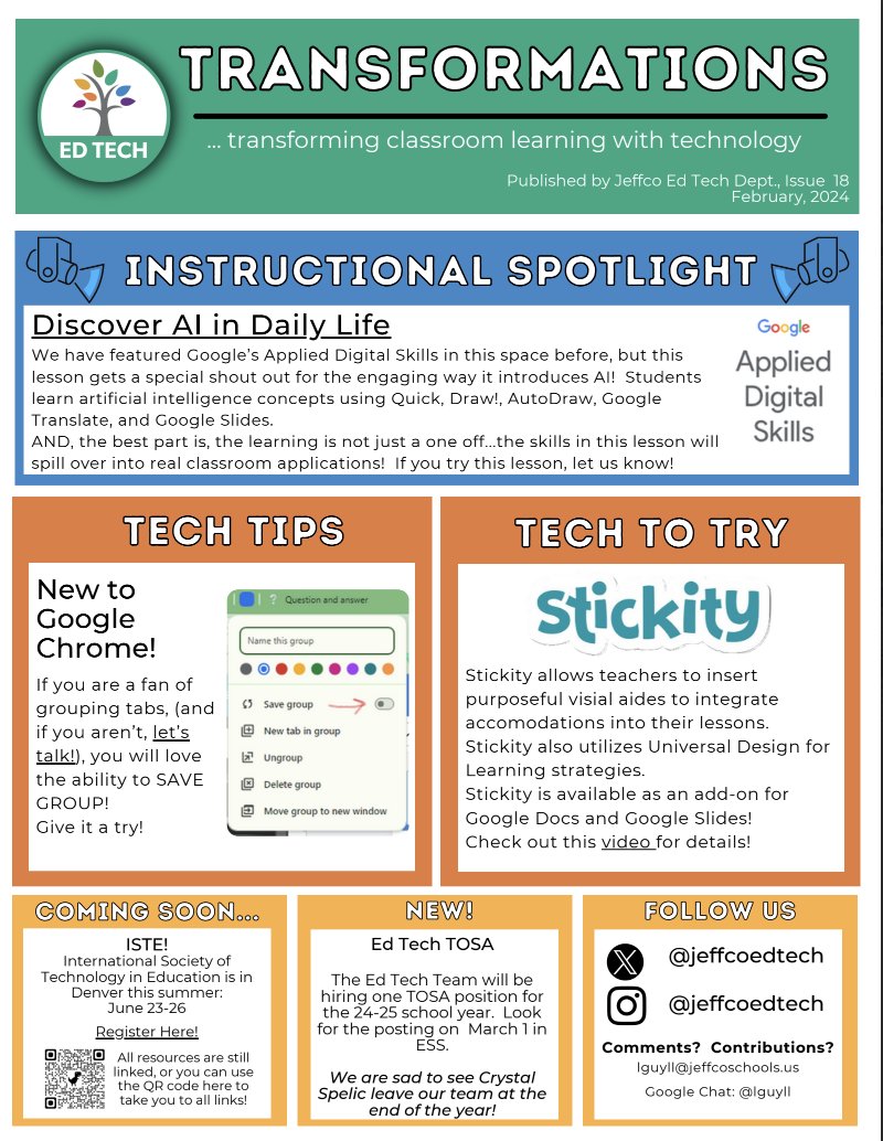 jeffcoedtech's tweet image. If you haven't yet tried out @GoogleForEdu Applied Digital Skills, you're missing out. Check out Transformations for more! @JeffcoSchoolsCo #techforteaching #techforlearning bit.ly/techtranformat…