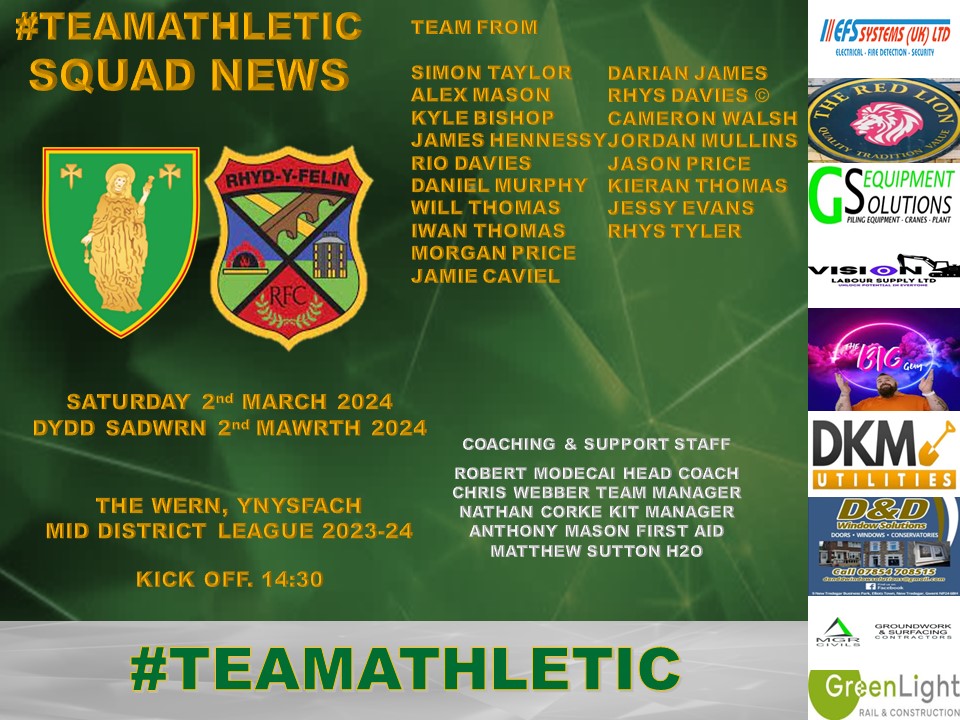 RFCMerthyr's tweet photo. Not going to Bridgend? Why not watch #TeamYouth & #TeamAthletic play in a back to back #DoubleHeader
Our Youth kick off at 13:30 against @FairwaterRFC followed by Team Athletic
@RhydyfelinRFC
📆 2nd March '24
🕐 14:30
📍 The Wern #Maybe2
🏆 Mid District
#TeamAthletic🖤💚💛 https://t.co/xd5FiCs8lF