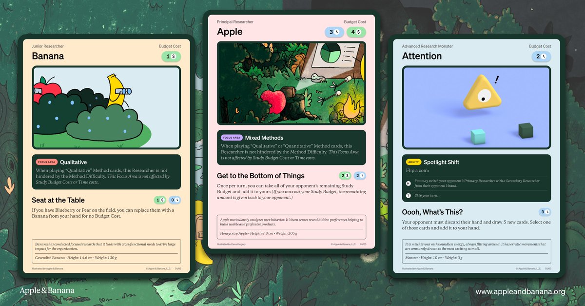 "What if we made a research card game?" 

"Why?"

"Well why not?" 

Happy leap day! 

#ux #productdesign