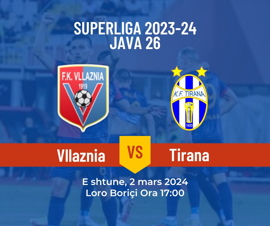 fkvllaznia's tweet image. Te shtunen ne oren 17:00 ne stadiumin Loro Boriçi luhet klasikja e futbollit shqiptar Vllaznia - Tirana.
❤️💙💪💪
#vllaznia #superliga #java26 #klasikja
