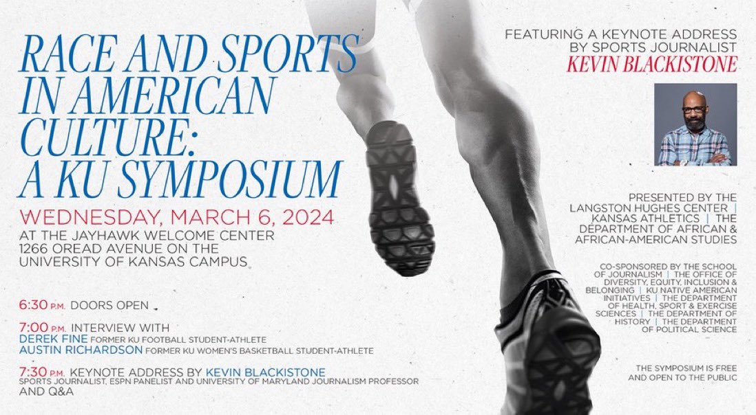 Excited for the 7th Annual Race and Sports symposium on March 6. Over the years we have had @WCRhoden, @MzCSmith, @EdgeofSports, @drharryedwards, @kavithadavidson & @loumoore12. Can’t wait to hear what what @ProfBlackistone has to say. You know it will be 🔥.