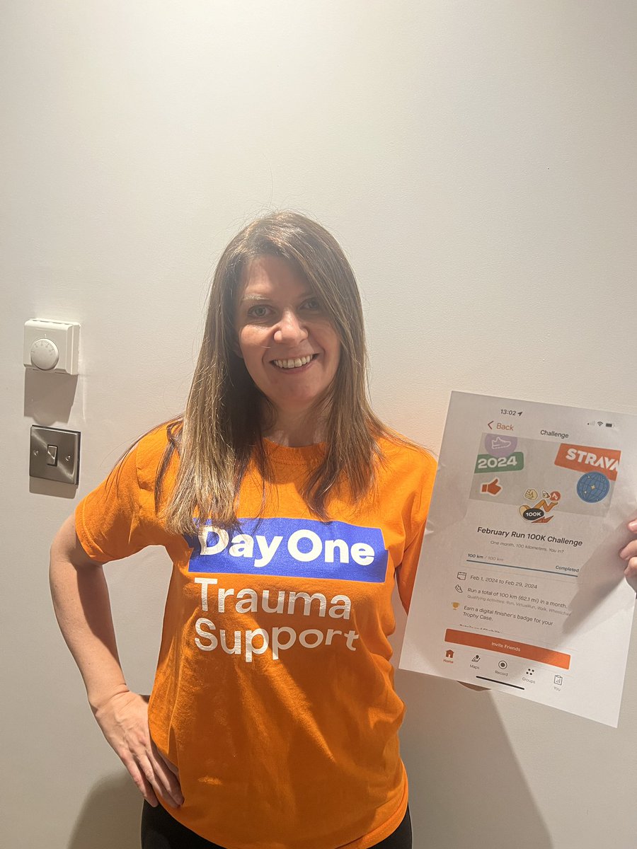 Today I completed 100k ten/walk in February for <a href="/DayOneTrauma/">Day One Trauma Support</a> 
Please visit my Just Giving page and show your support for this wonderful charity

justgiving.com/page/lynne-pow…