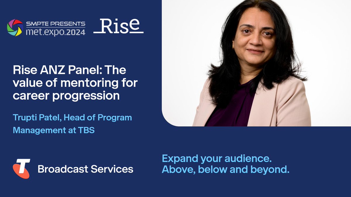 Trupti Patel, Head of Program Management at TBS is on a @Rise_WIB panel at 10am today at #SMPTEMETexpo. Listen to her share her experience as a Rise mentor and how valuable mentoring can be for your career. We’re at Stand 83 + 84 at the show. Come and talk to us! #metexpo24