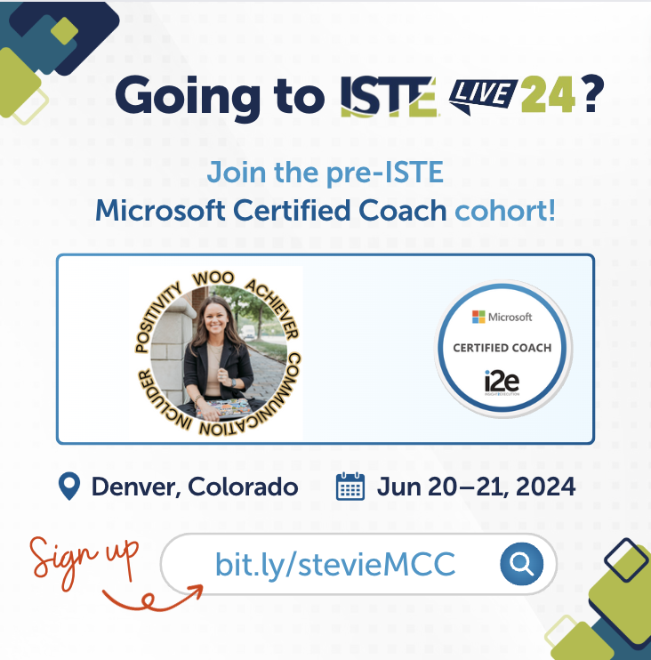 ❓Are you an instructional coach or work with teachers?

❓Going to #ISTE?

👩🏻‍🏫 👨🏽‍🏫Check out #MicrosoftCertifiedCoach @i2eEDU  is hosting right before ISTE! Learn about your strengths and how to leverage them to your potential!