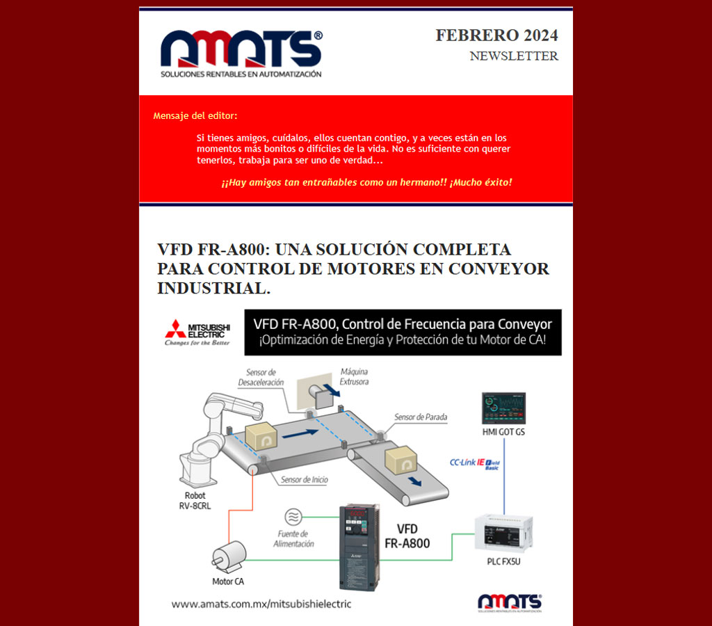 amatselectric's tweet photo. 📣Newsletter Febrero 2024: “Control de Motores para Conveyor, Ciberseguridad Industrial, Sensor Inductivo, Seguridad del Personal y Bienes ”.👉 https://t.co/aPplSTZybh
#AmatsElectric #MitsubishiElectric #PhoenixContact #Euchner #Balluff #Automation #Automatización #IoT https://t.co/EaWY9bVqL2