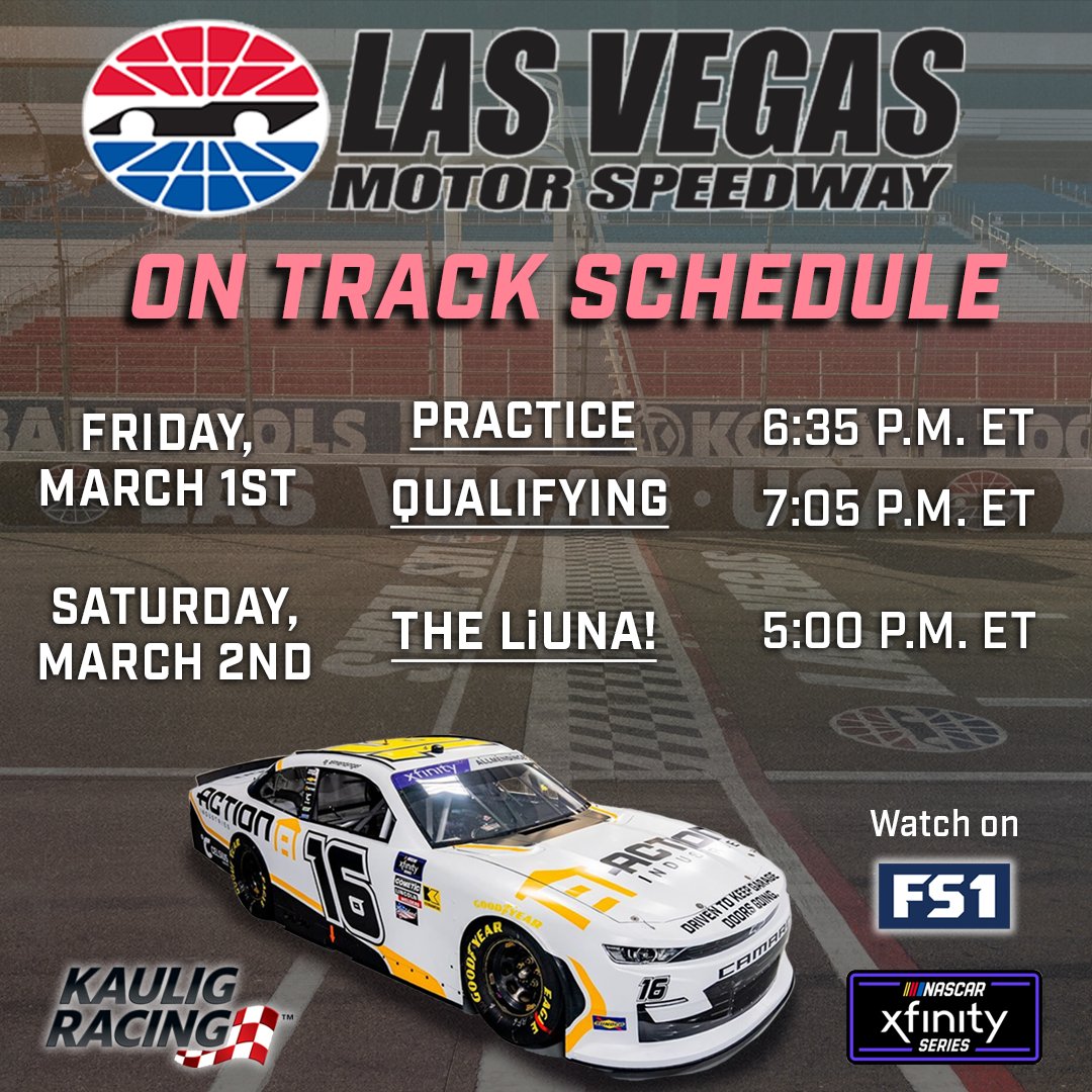 Action is back to the track and ready to roll 🎲 with @AJDinger at The @LVMotorSpeedway this Saturday! Help us cheer on The Dinger, @KauligRacing, and @MattKaulig in The LiLUNA! Xfinity Series Race at 5:00 PM ET. We’re ready to go #TrophyHunting 🏎️🏁 #DrivenToKeepGarageDoorsGoing