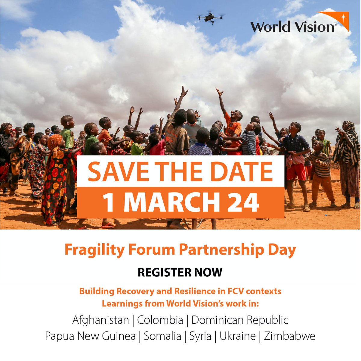 WorldVisionLAC's tweet image. Conoce sobre el trabajo de World Vision en contextos frágiles en el #FragilityForum de @WorldBank.

FECHA: 1 de marzo, 9:30 AM ET
REGÍSTRATE: bit.ly/48twlpf
#WVWB24