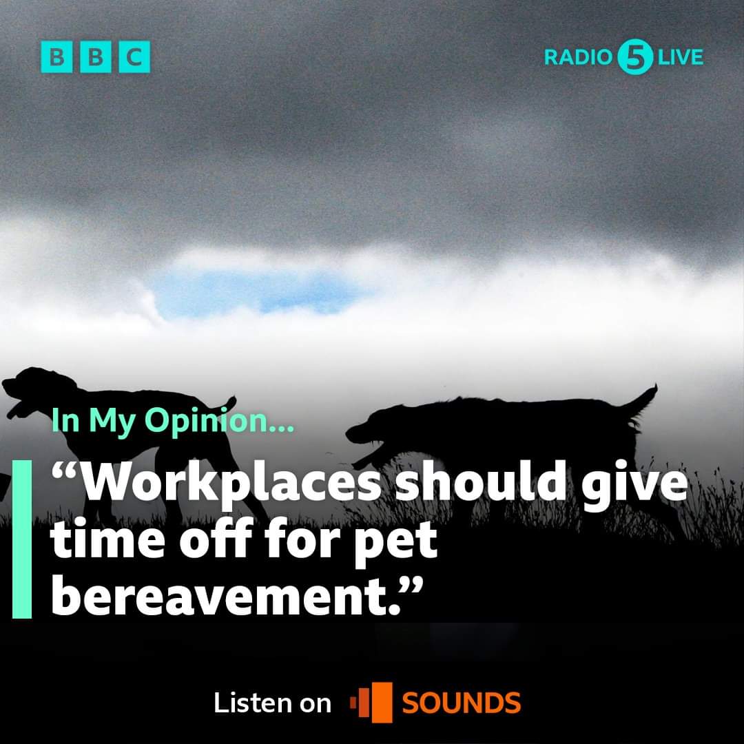'Workplaces should give time off for pet bereavement.' Pets are valued members of our familie 🐶🐱. Should we be forced to dip into annual or unpaid leave upon their unfortunate death? What do you think? Listen to more on this topic on @BBCSounds