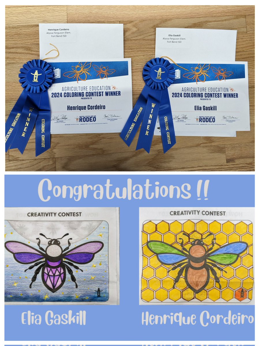 Mrs. Nelson (@_kristinelson) on Twitter photo Congratulations to 2 amazing 3rd graders at <a href="/FE_Fireflies/">Alyssa Ferguson Elementary</a> !! They worked hard and competed in the HLSR Coloring Contest and won! Congrats again Fireflies! I am SO proud of you both!
<a href="/fortbendisd/">Fort Bend ISD</a> <a href="/FBISDFineArts/">FBISD Fine Arts</a> Congratulations to 2 amazing 3rd graders at <a href="/FE_Fireflies/">Alyssa Ferguson Elementary</a> !! They worked hard and competed in the HLSR Coloring Contest and won! Congrats again Fireflies! I am SO proud of you both!
<a href="/fortbendisd/">Fort Bend ISD</a> <a href="/FBISDFineArts/">FBISD Fine Arts</a>