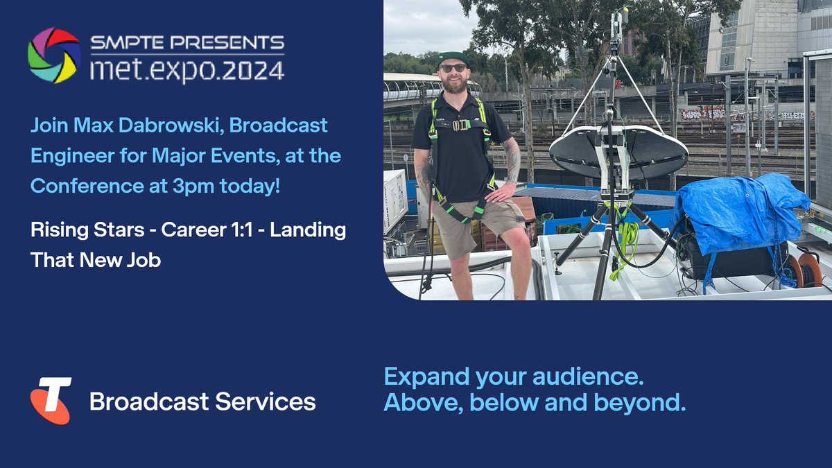 One of our Broadcast Engineers in our Major Events Team, Max Dabrowski, will offer advice on landing that new job at the #SMPTEMETexpo24 Rising Stars Panel. There’s still time to see us on stand 83 + 84 to find out how our solutions can expand your audience! @SMPTE_Australia