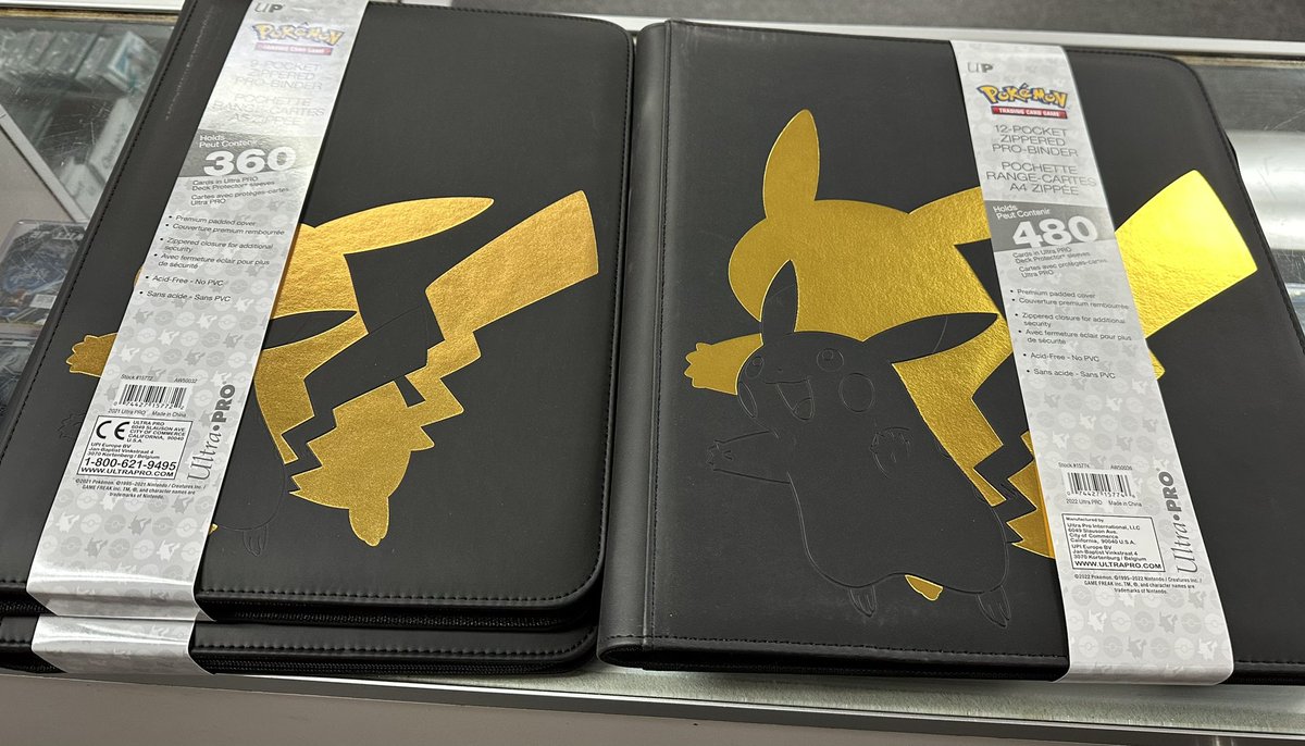 Back in stock! Ultra Pro Pikachu zippered binders in 9 and 12 pocket sizes!  #ultrapro #pokemon #pikachu #elkgrove