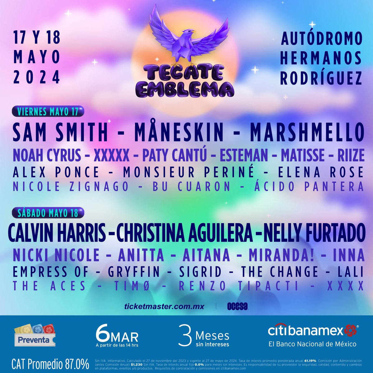 Mexicooo, ¡no estas listo para este! 🇲🇽🌟 We’re soooo excited to play at the @TecateEmblema Festival on May 17th in Mexico City!! Are u coming?? 💋 Tickets info: tecate-emblema.mx